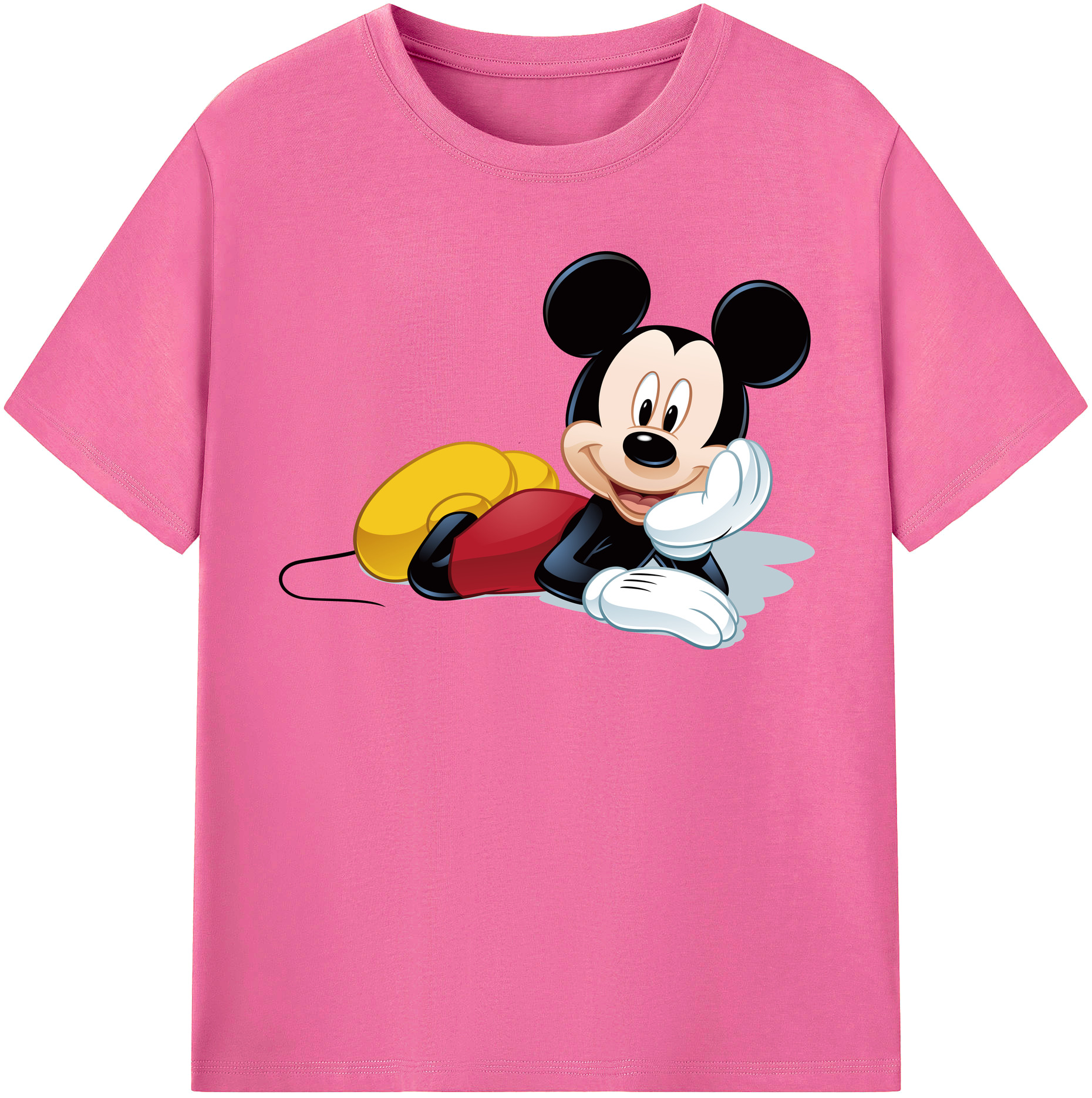 （画像用） ミッキーマウス Mickey Mouse レディースカジュアルプリントTシャツ（綿100％）